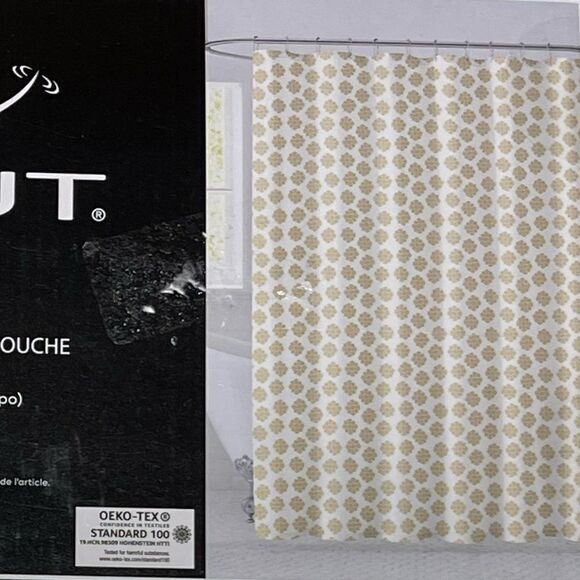 SCOUT Home Shower Curtain Snowflake Gold on White 100% Polyester 72x72” NWT - Picture 7 of 7